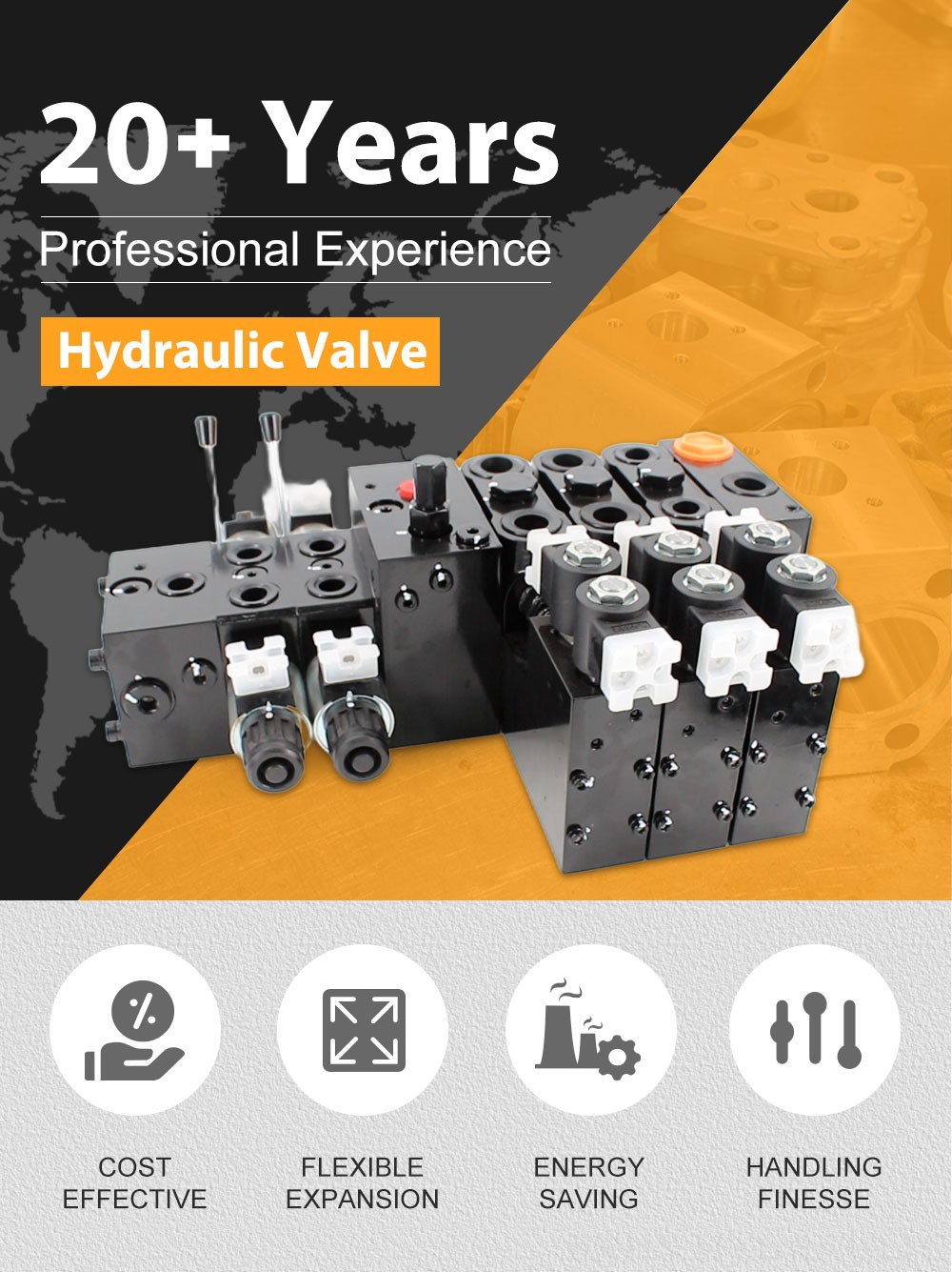 DCV100E Solenoid 5 Spool Sectional Directional Valve detailed image